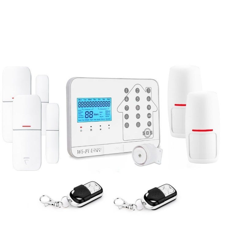 Kit alarme maison connectée sans fil wifi box internet et gsm futura blanche smart life- lifebox - kit2 0