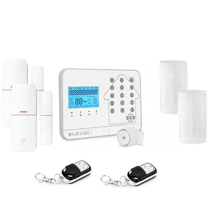 Kit alarme maison connectée sans fil wifi box internet et gsm futura blanche smart life- lifebox - kit animal 2 0