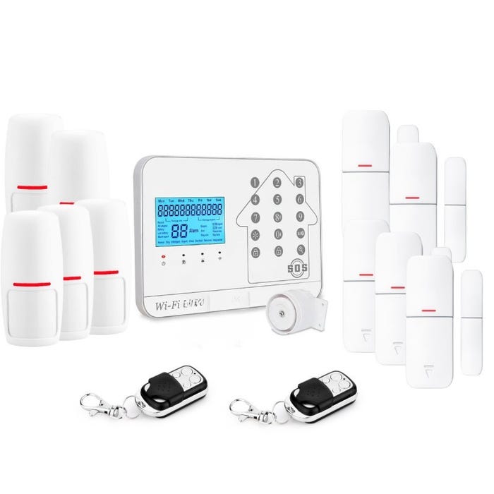 Kit alarme maison connectée sans fil wifi box internet et gsm futura blanche smart life- lifebox - kit5 0