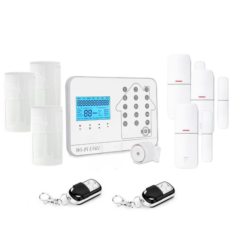Kit alarme maison connectée sans fil wifi box internet et gsm futura blanche smart life- lifebox - kit animal 3 0