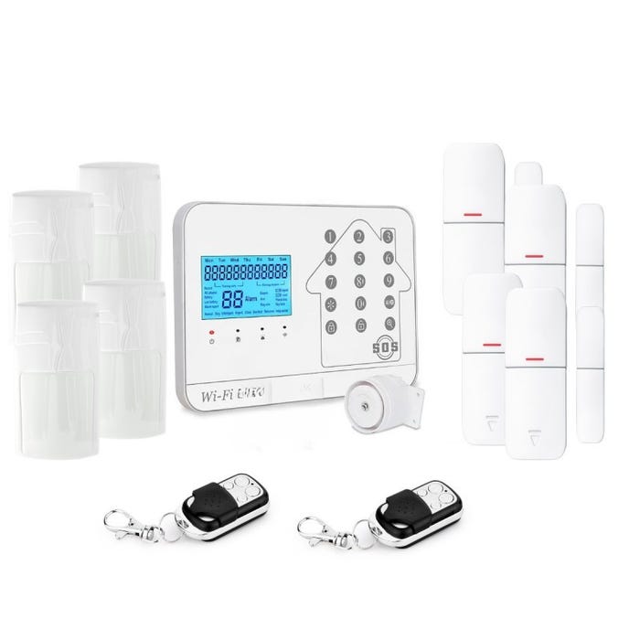 Kit alarme maison connectée sans fil wifi box internet et gsm futura blanche smart life- lifebox - kit animal 4 0