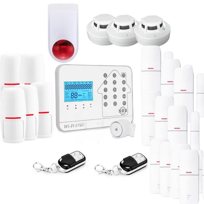 Kit alarme maison connectée sans fil wifi box internet et gsm futura blanche smart life- lifebox - kit8 0
