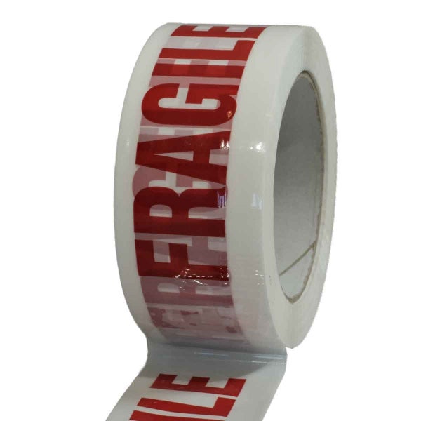 Ruban adhésif d'emballage Polypropylène blanc imprimé Fragile, 45 µ, 50  mm x 66 m sur