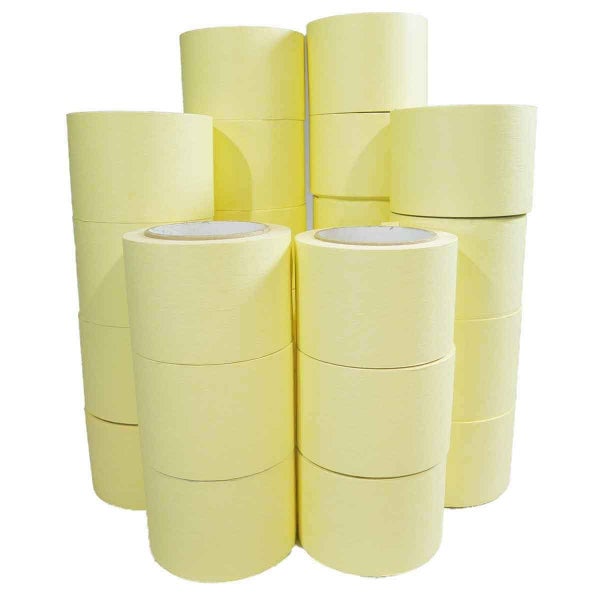Ruban adhésif de masquage jaune jusqu'à 80° - rouleau adhésif 75 mm x 50 m pour la peinture - Carton de 24 rouleaux 0