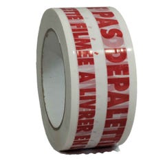 Ruban adhésif d'emballage 28µ blanc imprimé "NE PAS DEPALETTISER" en rouge - rouleau adhésif d'expédition 50 mm x 100 m 0