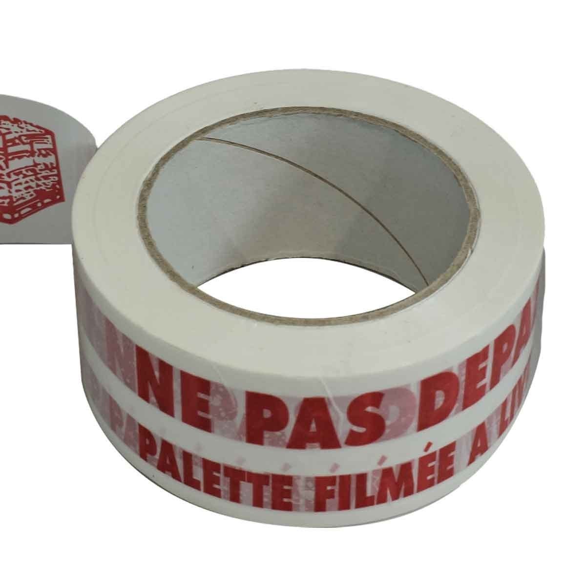 Ruban adhésif d'emballage 28µ blanc imprimé "NE PAS DEPALETTISER" en rouge - rouleau adhésif d'expédition 50 mm x 100 m 2