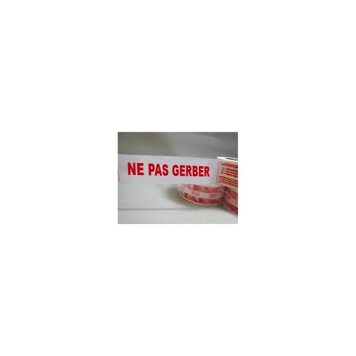 Ruban adhésif d'emballage 28µ blanc imprimé "NE PAS GERBER" en rouge - rouleau adhésif d'expédition 50 mm x 100 m 0