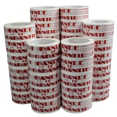 Ruban adhésif d'emballage 28µ blanc imprimé "BANDE DE GARANTIE" en rouge - rouleau d'expédition 50 mm x 100 m - Carton de 36 0