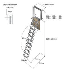Escalier escamotable mural: dimensions de tremie de 50x80cm - ADJM/50/080 1