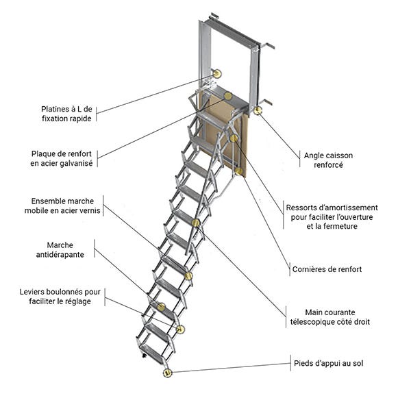 Escalier escamotable mural: dimensions de tremie de 50x80cm - ADJM/50/080 3