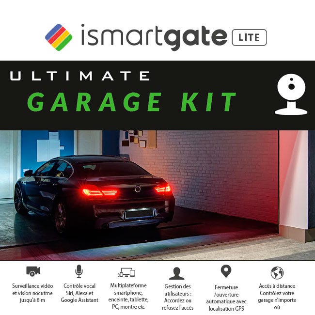 Ouvre-porte de garage connecté Ultimate Lite :permet de contrôler et surveiller votre garage à distance.Compatible avec Apple, Google, Amazon et iFTTT 1