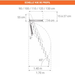Escalier escamotable électrique: ouverture du plafond de 70x130cm - ELEC70/130-300 1