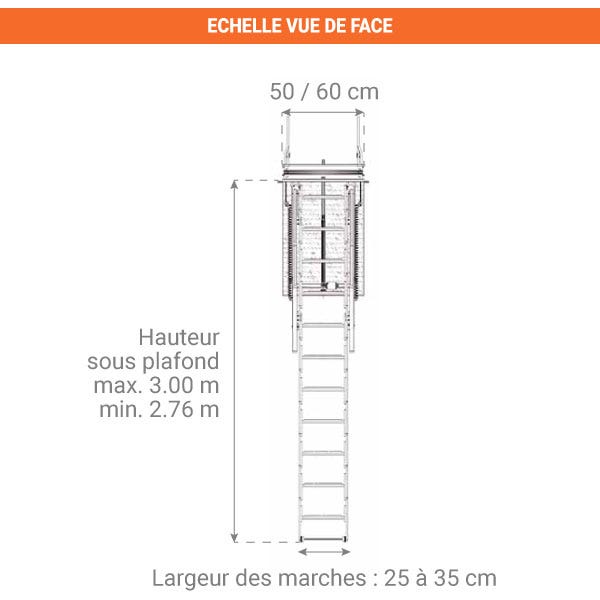 Escalier escamotable électrique: ouverture du plafond de 50x120cm - ELEC50/120-300 2