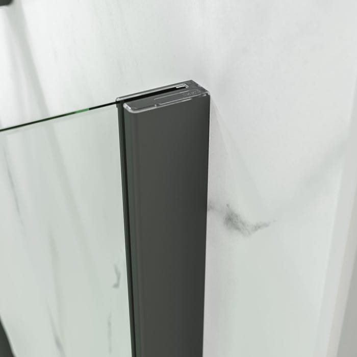 Schulte paroi de douche à l'italienne, 90 x 200 cm, verre transparent 6 mm anticalcaire, profilé gun metal, Walk In style industriel 1
