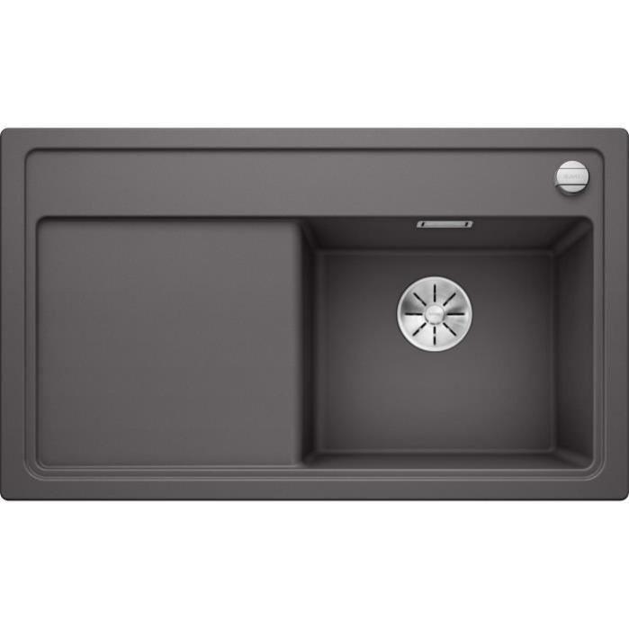 BLANCO Zenar 45S-evier - SILGRANIT - 1 cuve - egout a gauche - vidage auto - siphon inclus - planche a decouper bois - gris roch