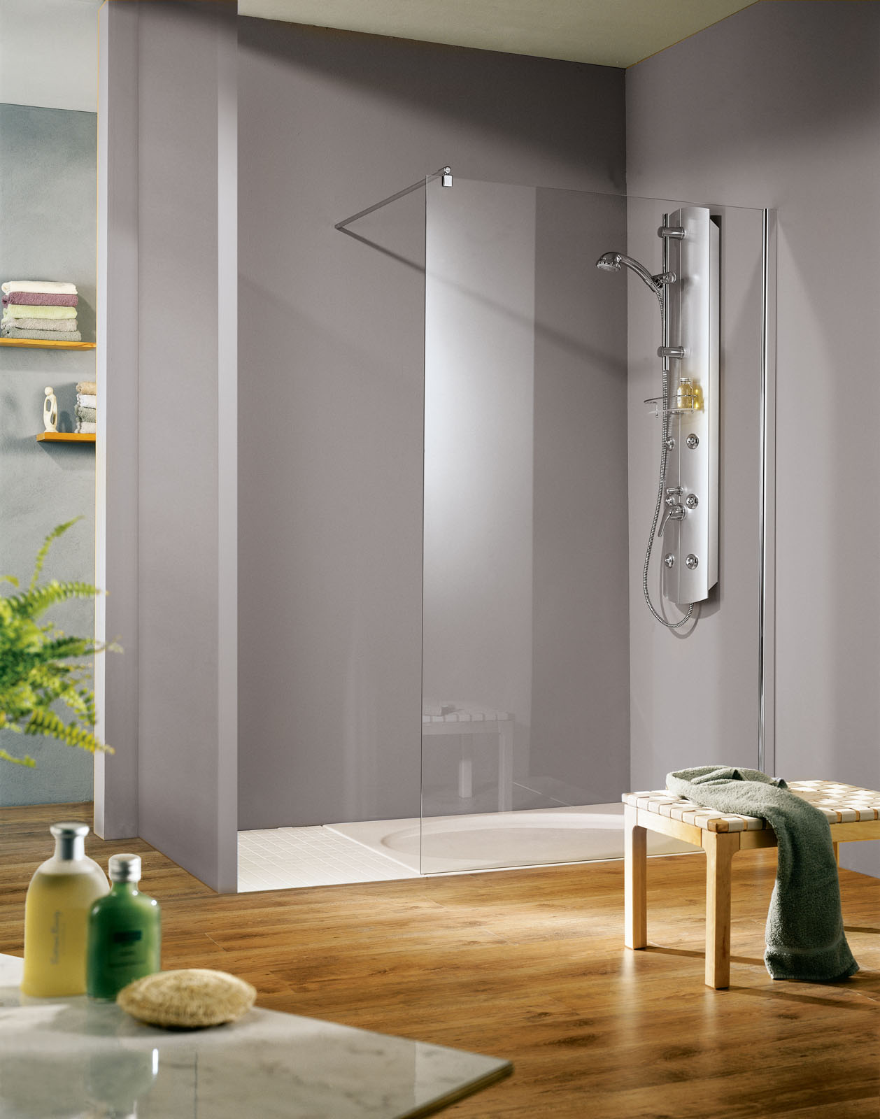 Schulte paroi de douche à l'italienne ajustable, 84-86 x 200 cm, verre 6 mm transparent anticalcaire, paroi fixe Walk In Free