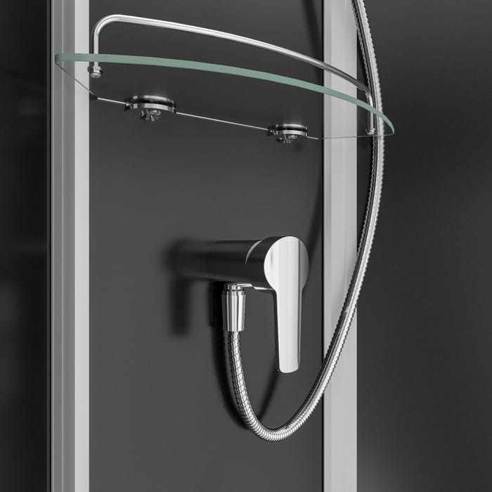 Schulte cabine de douche intégrale avec chauffe-eau, 94 x 110 x 215 cm, verre de sécurité, cabine de douche complète, noir, Korfu II 1