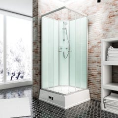 Schulte cabine de douche intégrale avec chauffe-eau, 94 x 110 x 215 cm, verre de sécurité, cabine de douche complète, vert d'eau, Korfu II 0