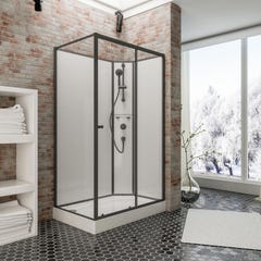 Schulte cabine de douche intégrale complète avec porte coulissante, verre 5 mm, 80 x 120 cm, paroi latérale à gauche, ouverture vers la droite, Tahiti 0