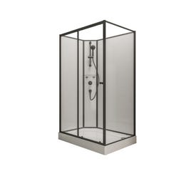 Schulte cabine de douche intégrale complète avec porte coulissante, verre 5 mm, 120 x 90 cm, paroi latérale à droite, ouverture vers la gauche, Tahiti 2