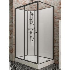 Schulte cabine de douche intégrale complète avec porte coulissante, verre 5 mm, 120 x 90 cm, paroi latérale à droite, ouverture vers la gauche, Tahiti 1
