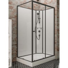 Schulte cabine de douche intégrale complète avec porte coulissante, verre 5 mm, 90 x 120 cm, paroi latérale à gauche, ouverture vers la droite, Tahiti 1