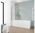 Schulte pare-baignoire rabattable, 80 x 140 cm, verre transparent 5 mm, écran paroi de baignoire pivotant mobile 1 volet, profilé aspect chromé