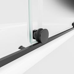 Schulte porte de douche coulissante en niche, 120x200 cm, profilé noir, roulettes en bas, verre 6 mm transparent anticalcaire, style industriel 2