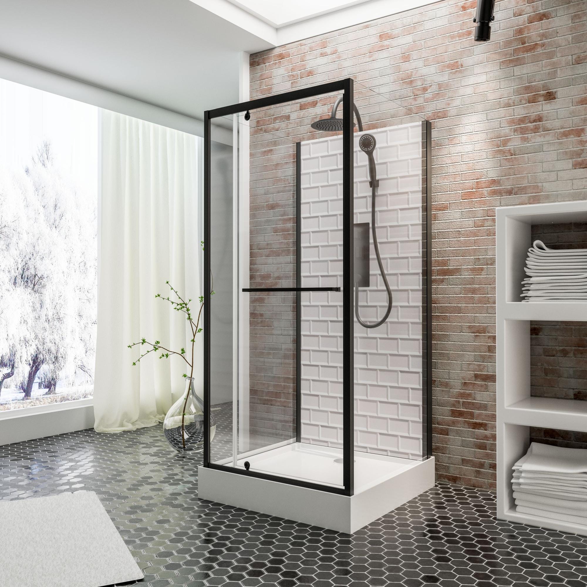 Cabine de douche intégrale avec porte pivotante, 90 x 90 cm, verre 5 mm, cabine de douche complète Jersey 0