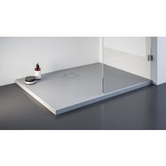 Schulte receveur de douche de plain-pied 80 x 120 cm, résine minérale, rectangulaire, effet pierre gris, bac à douche 3