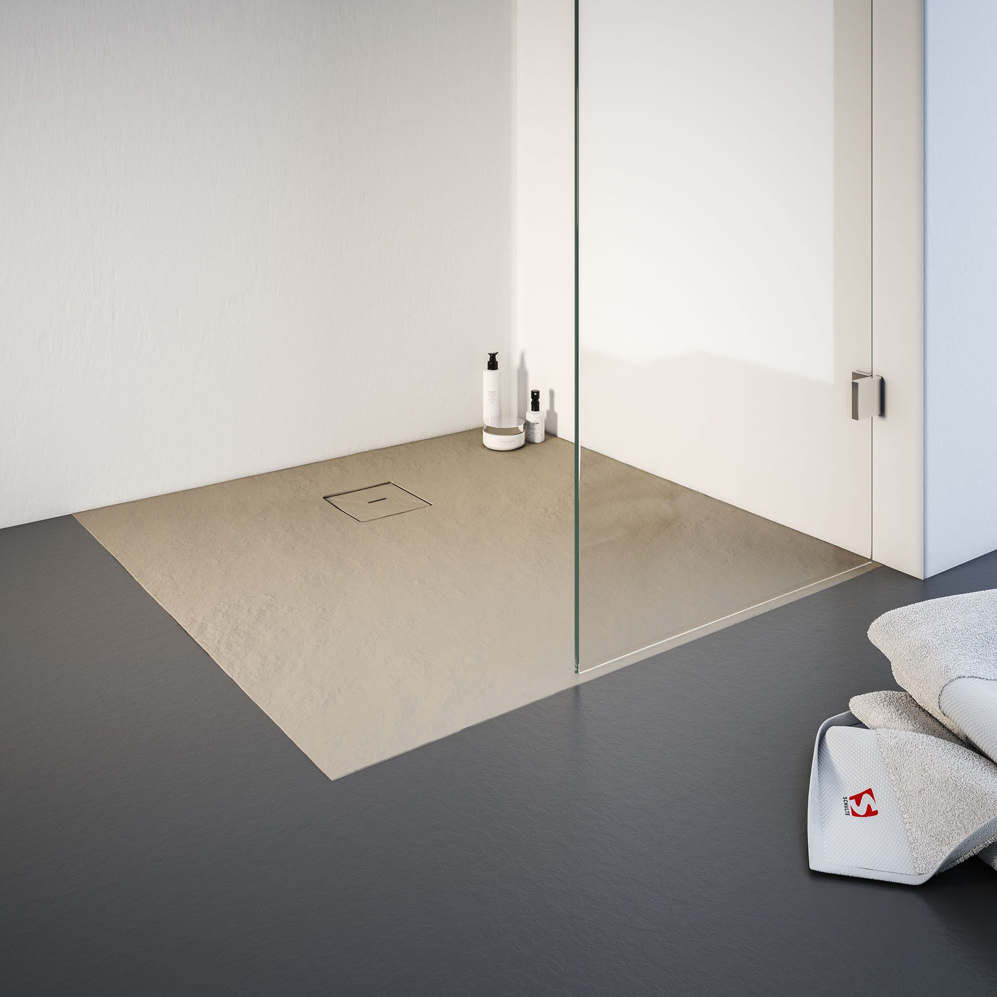 Schulte receveur de douche de plain-pied 100 x 100 cm, résine minérale, carré, sérigraphie sahara, bac à douche 0