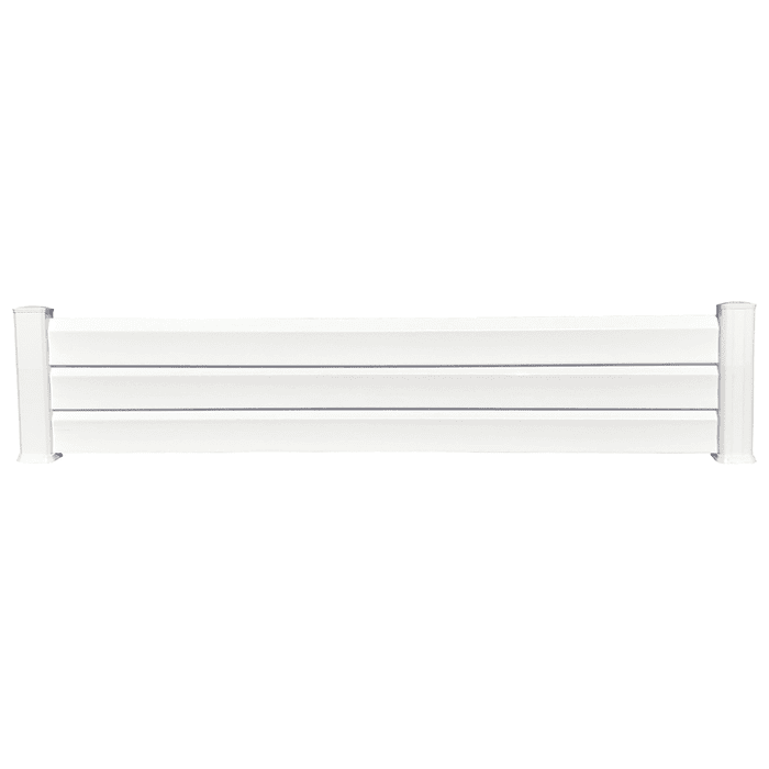 Clôture PVC Persienne 3 lames en kit Dimensions L.2100 mm (poteaux compris) X H.440 mm couleurs Blanc 1
