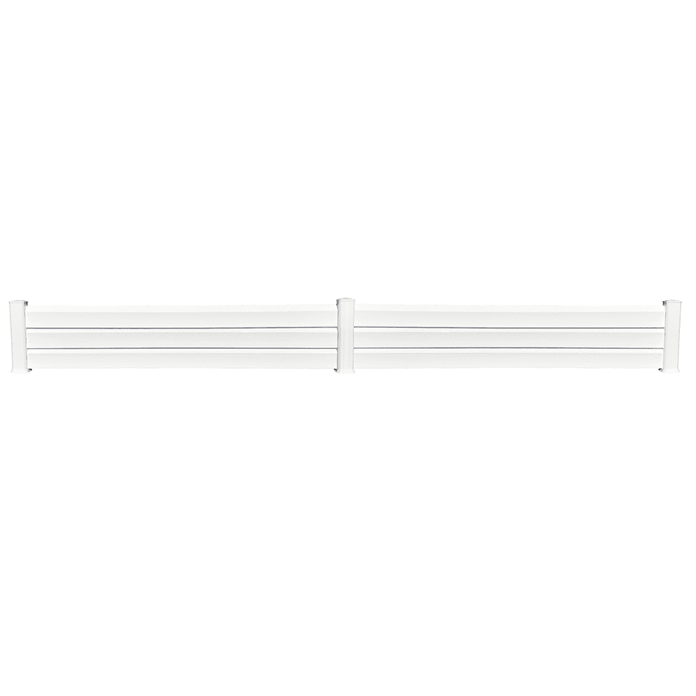 Clôture PVC Persienne 3 lames en kit - 2 éléments Dimensions L.4100 mm (poteaux compris) X H.440 mm couleurs Blanc 1