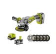 Pack RYOBI meuleuse d'angle 18V LithiumPlus OnePlus Brushless - 1 batterie 4,0 Ah - 1 chargeur rapide - R18AG7-140S