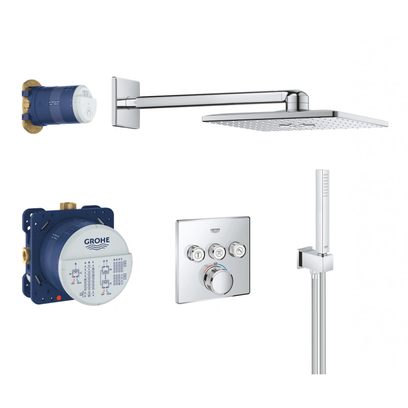 Grohe Grohtherm SmartControl set de douche Rainshower 310 SmartActive Cube + accessoire anticalcaire WashBall offert (34706000)