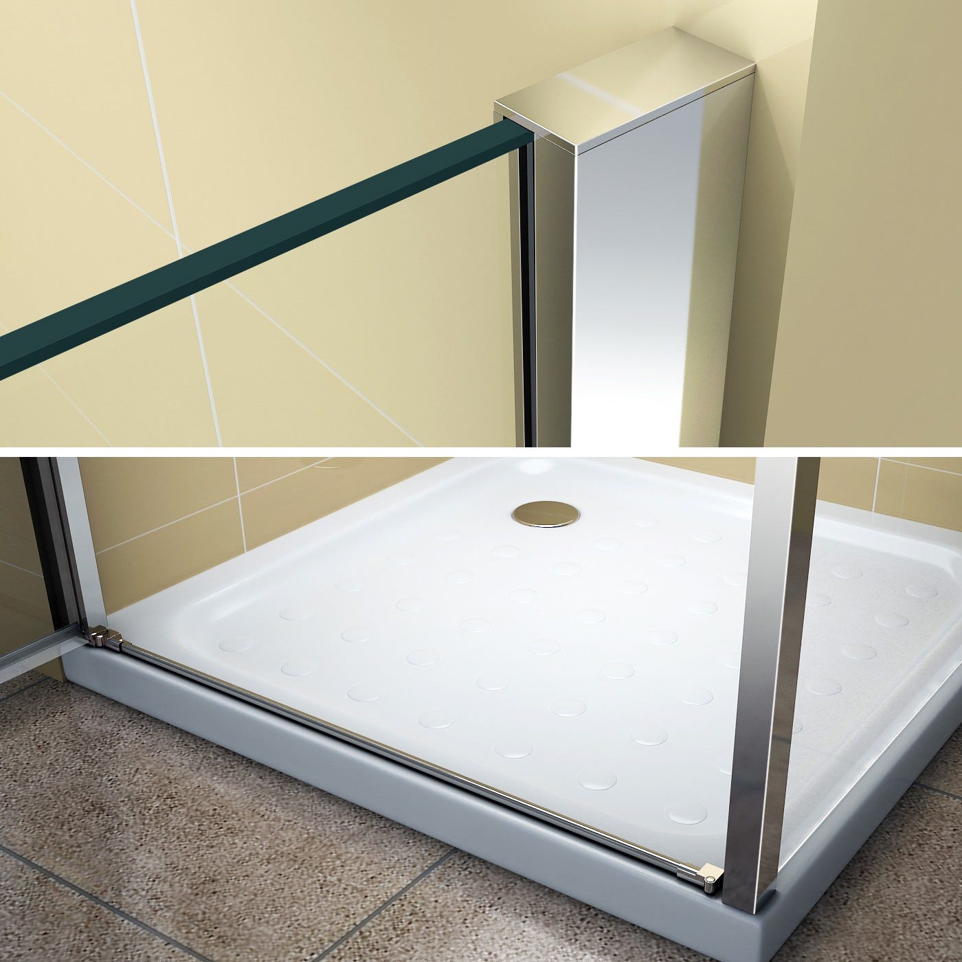 NIKY Porte de douche d'angle H 195 cm verre en 8 mm transparent 100 x 80 cm + receveur (porte 100) 3