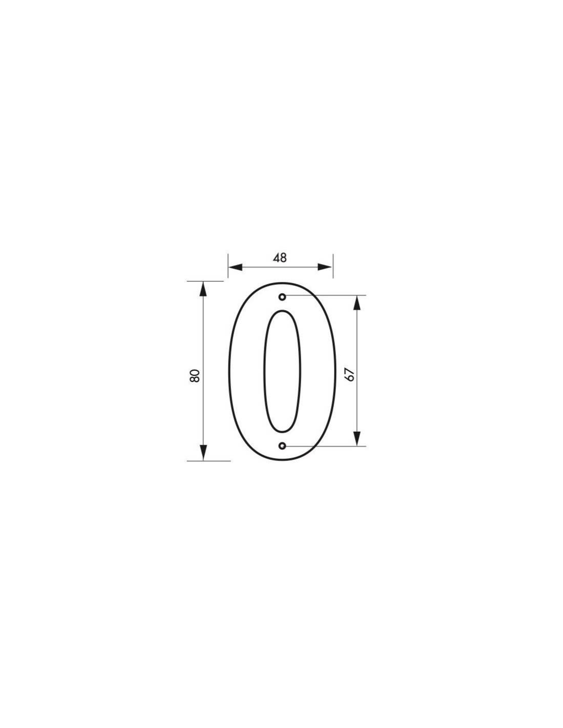 THIRARD - Plaque signalétique Chiffre 0 hauteur 80mm noir à visser