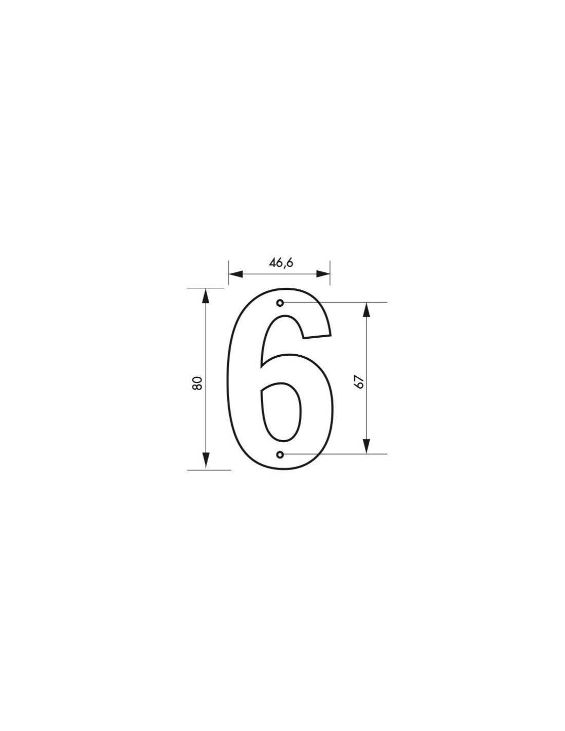 THIRARD - Plaque signalétique Chiffre 6 hauteur 80mm noir à visser