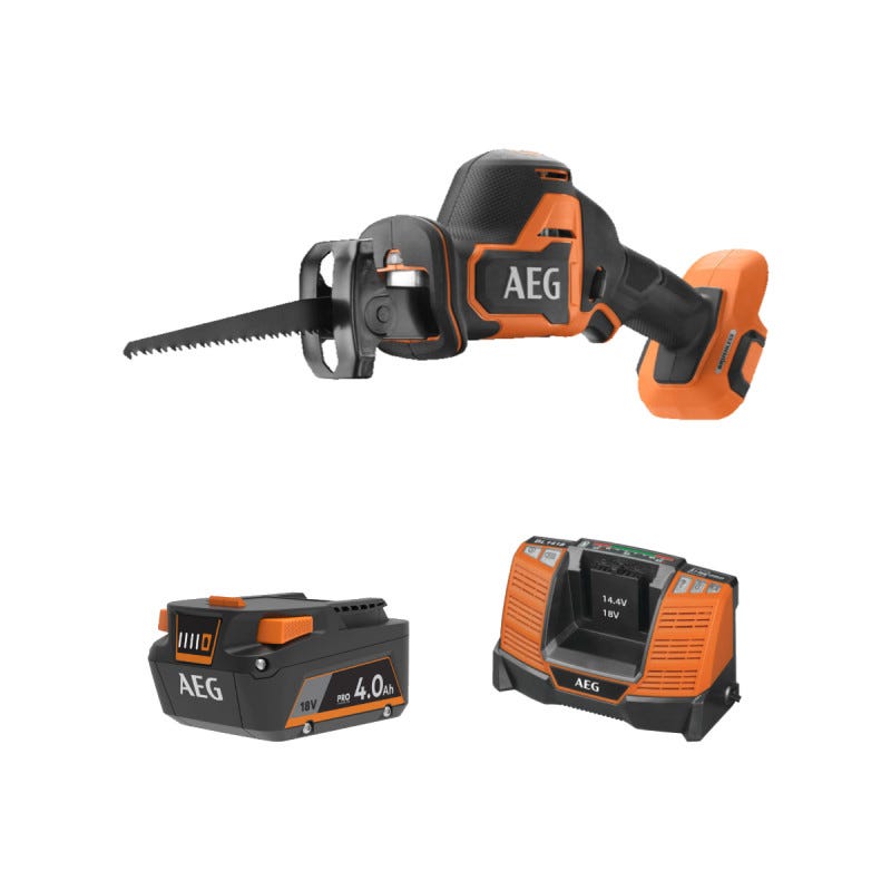 Pack AEG 18V - Scie sabre Subcompact Brushless 23 mm - Batterie 4.0 Ah - Chargeur 0