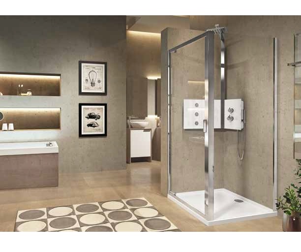 Déstockage - Novellini - Paroi Fixe Latérale 96-102 X 195 Cm Vitrage Transparent Profilé Silver