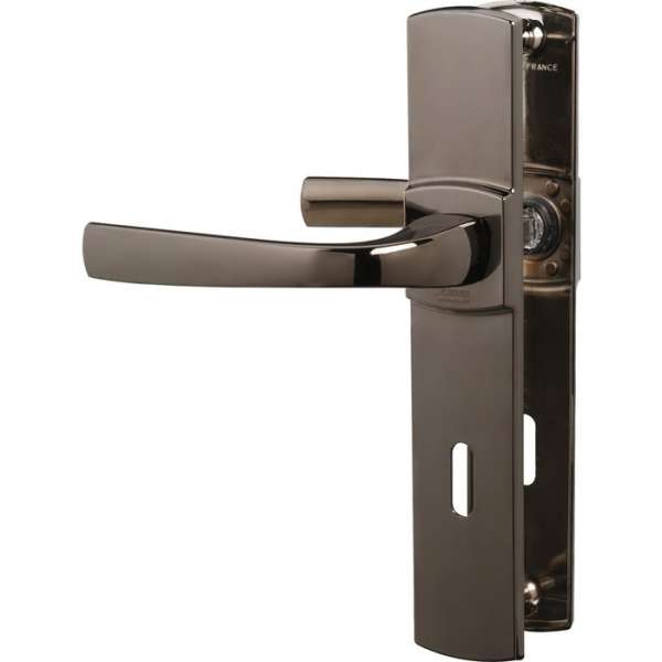 Poignée de porte sur plaque diamant noir - Clé L - 220 mm - Muze - Vachette