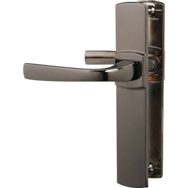 Poignée de porte sur plaque diamant noir - Bec de cane - 185 mm - Muze - Vachette