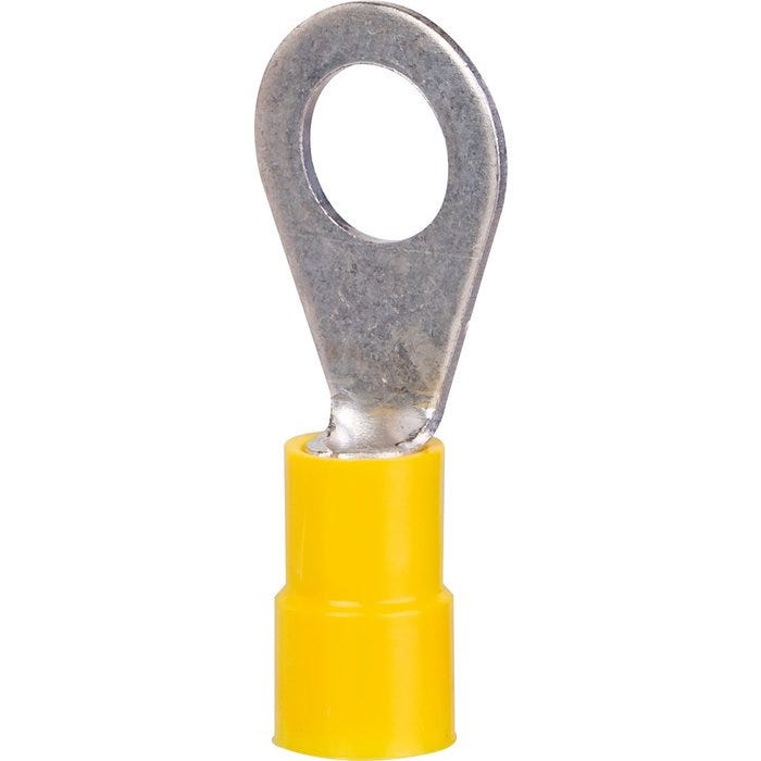 Cosses PVC jaune à anneau pré-isolée à sertir - Ø tête 15 x 8,3 mm - Section 4 - 6 mm² - Vendu par 50 - Klauke 0