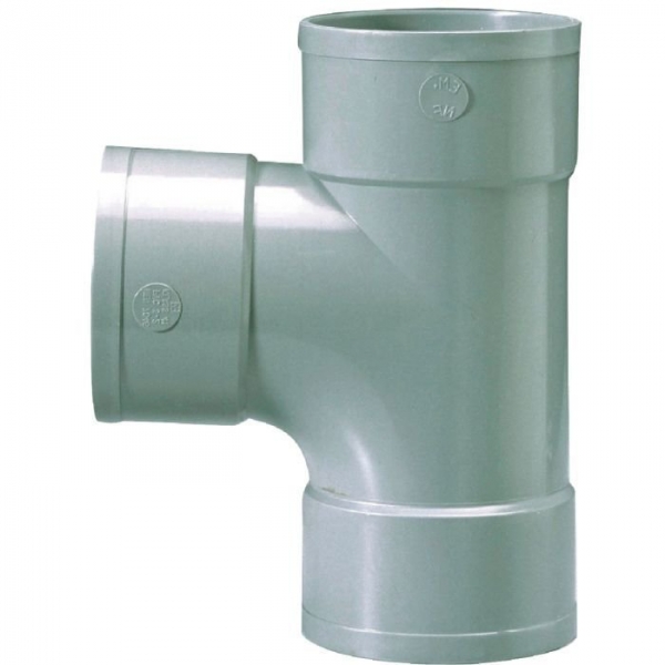 Raccord PVC gris en T - Femelle - Ø 100 mm - Triple emboîtage - Girpi