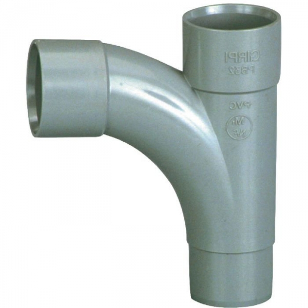 Pied de biche PVC gris 87°30 - Ø 50 mm - Double emboîture - Girpi
