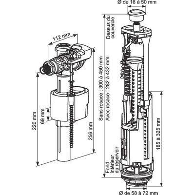 Mécanisme chasse d'eau Switch 22A et robinet flotteur 95L SIAMP