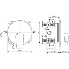 Ideal Standard Douchette à encastrer, kit 2, rosace 163x163mm Ceraflex (A6724AA) 1