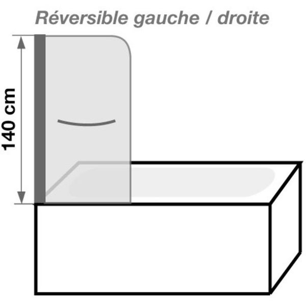 Pare-baignoire relevable verre transparent - 1 ventail - 140 x 80 cm - Aqualift - Kinedo 2