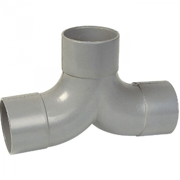 Raccord PVC gris coudé double 87°30 - Ø 40 mm - Triple emboîture - Girpi