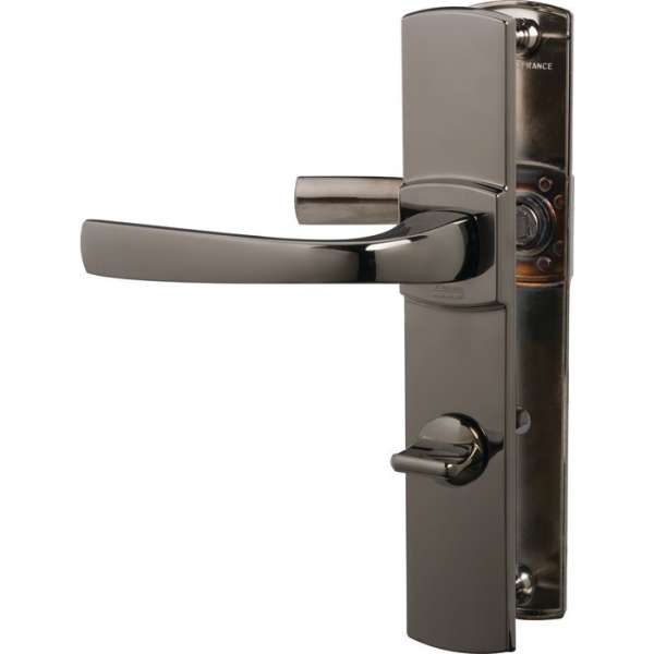 Poignée de porte sur plaque diamant noir - Condamnation - 220 mm - Muze - Vachette